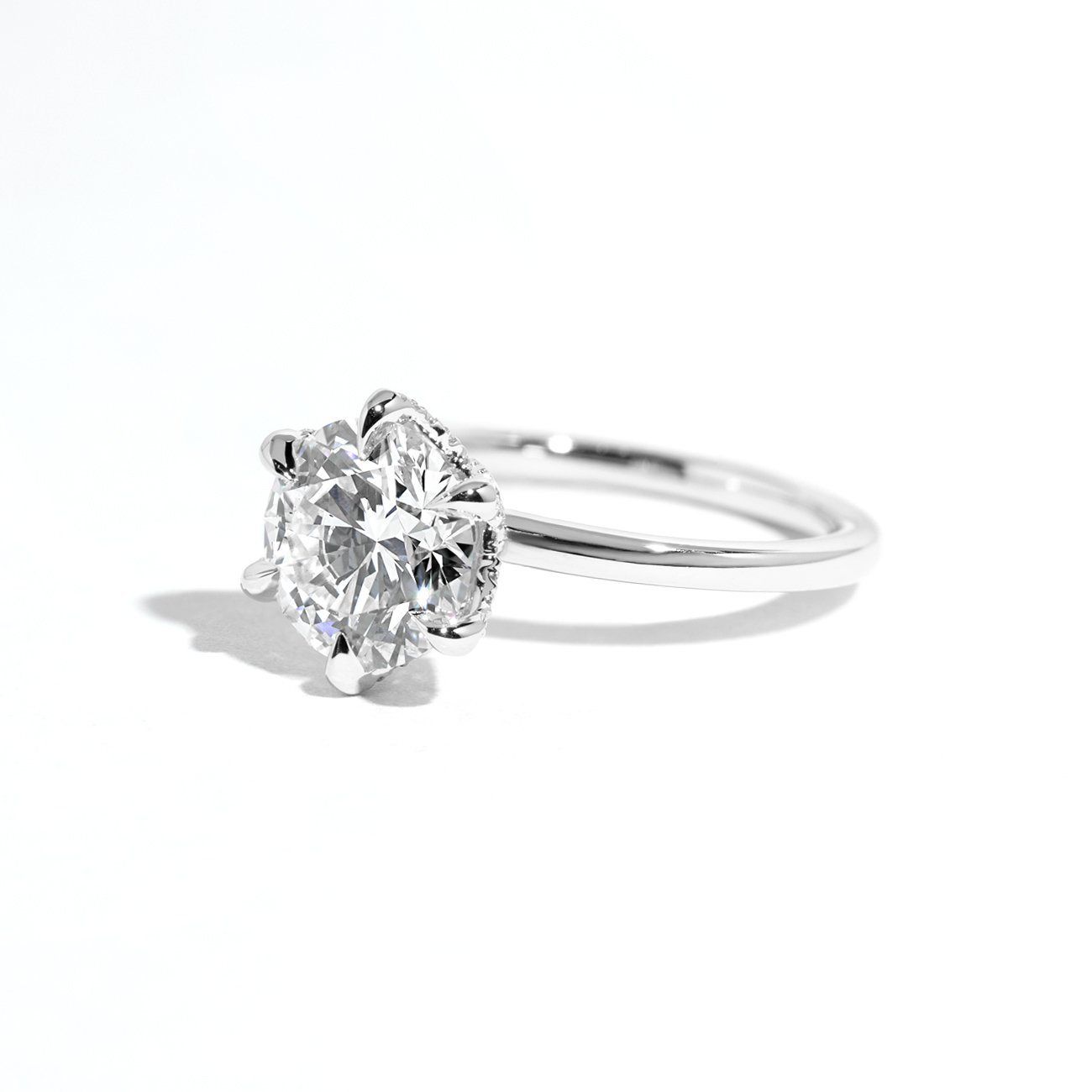 1.6mm Samantha Round High Polish Engagement Rings Princess Bride Diamonds