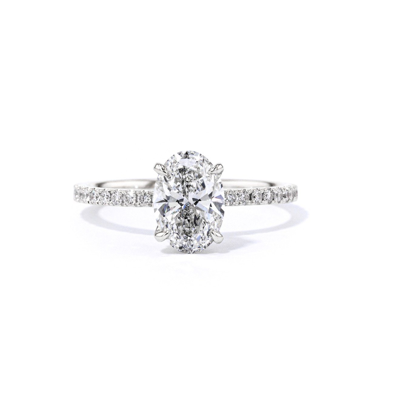 1.6mm Stephanie Oval Engagement Rings Princess Bride Diamonds 3 14K White Gold