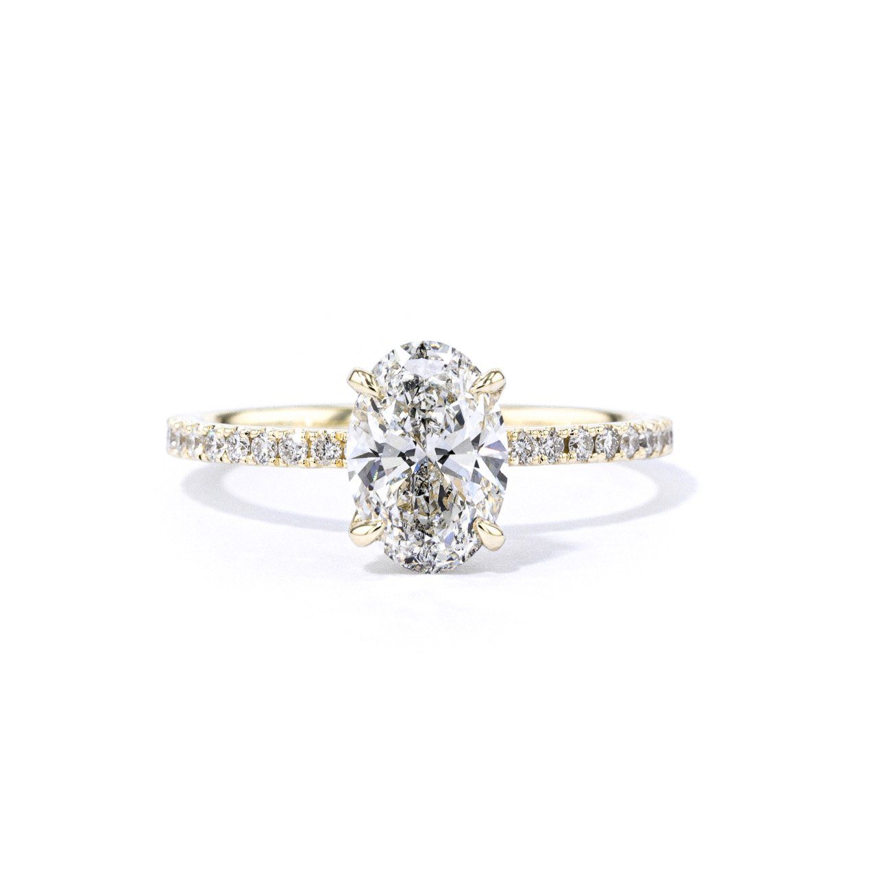 1.6mm Stephanie Oval Engagement Rings Princess Bride Diamonds 3 14K Yellow Gold