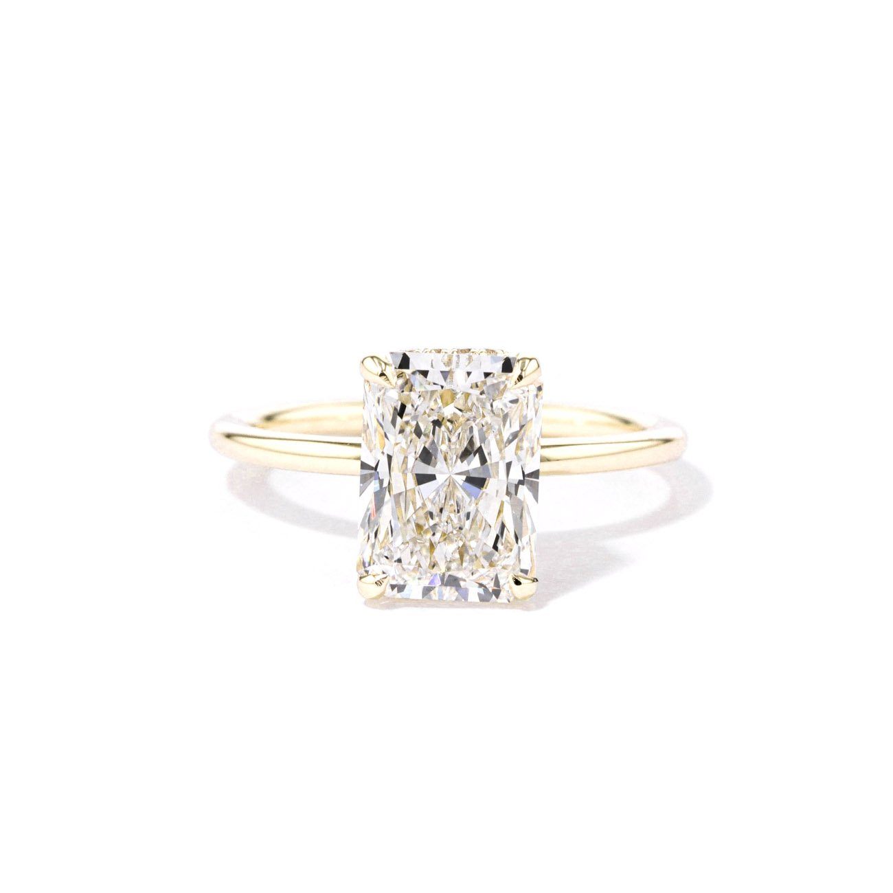 1.6mm Stephanie Radiant High Polish Engagement Rings Princess Bride Diamonds 3 14K Yellow Gold