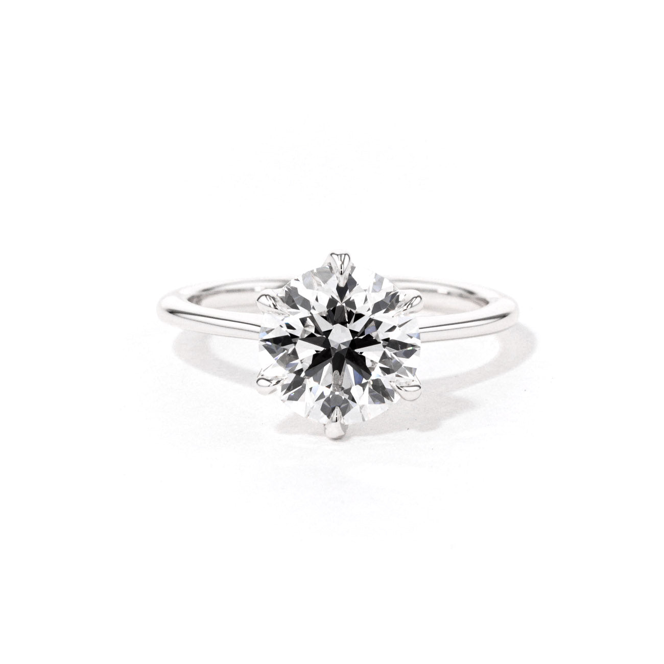 1.6mm Victoria Round High Polish Engagement Rings Princess Bride Diamonds 3 14K White Gold 