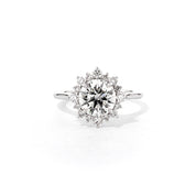 1.8mm Duchess Round Engagement Rings Princess Bride Diamonds 3 14K White Gold