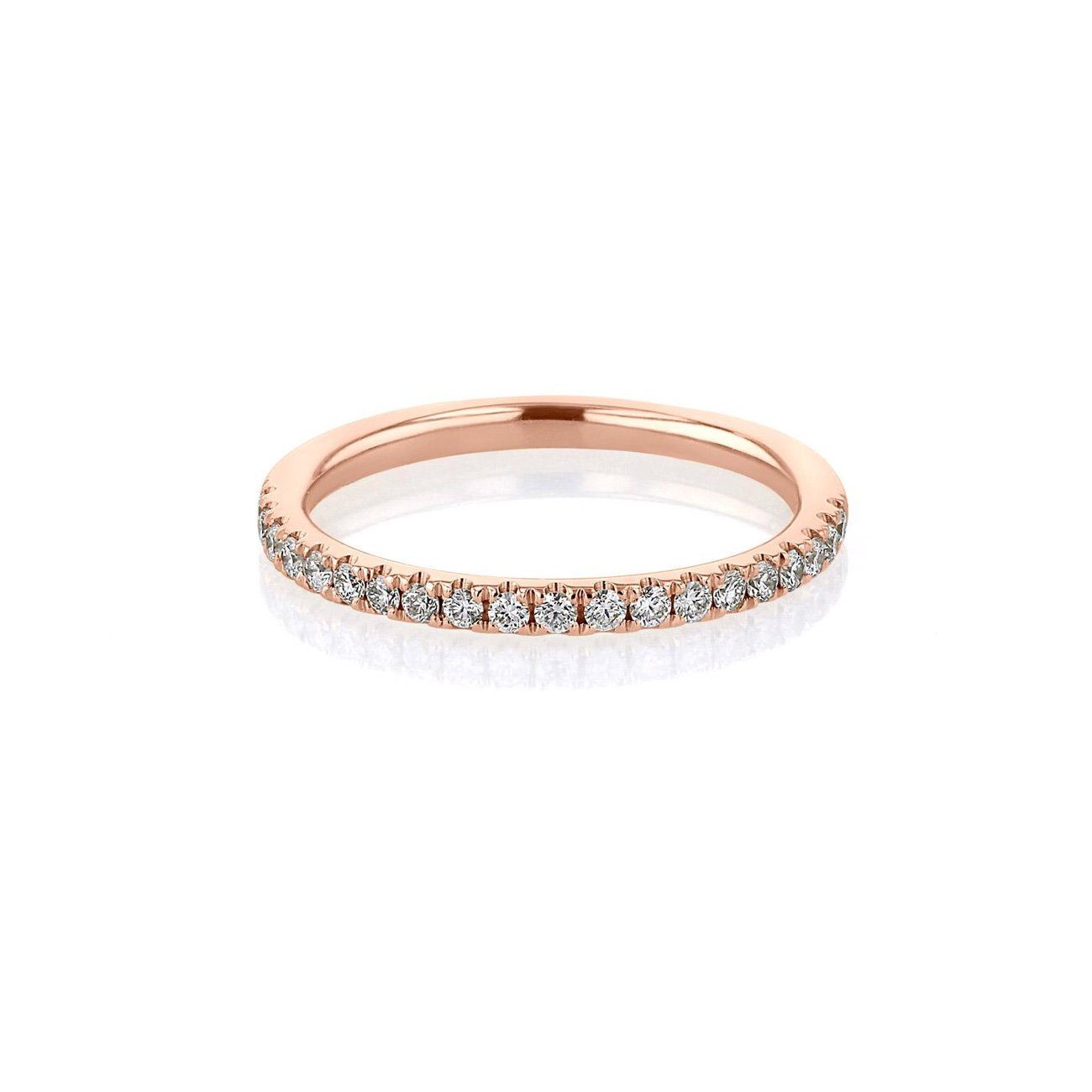 1.8mm Pavé Diamond Ring Ring Princess Bride Diamonds 3 14K Rose Gold