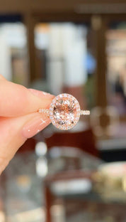 2.48ct Natural Peach Pink Oval Morganite Leilani Engagement Rings Princess Bride Diamonds