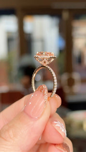 2.48ct Natural Peach Pink Oval Morganite Leilani Engagement Rings Princess Bride Diamonds