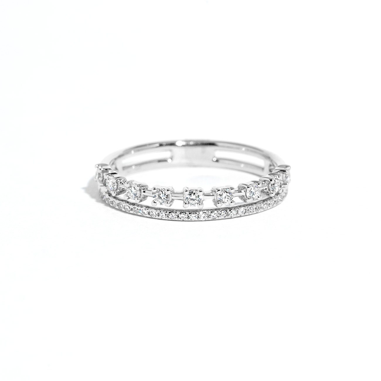 3.4mm Sparkler Band Ring Princess Bride Diamonds 3 14K White Gold