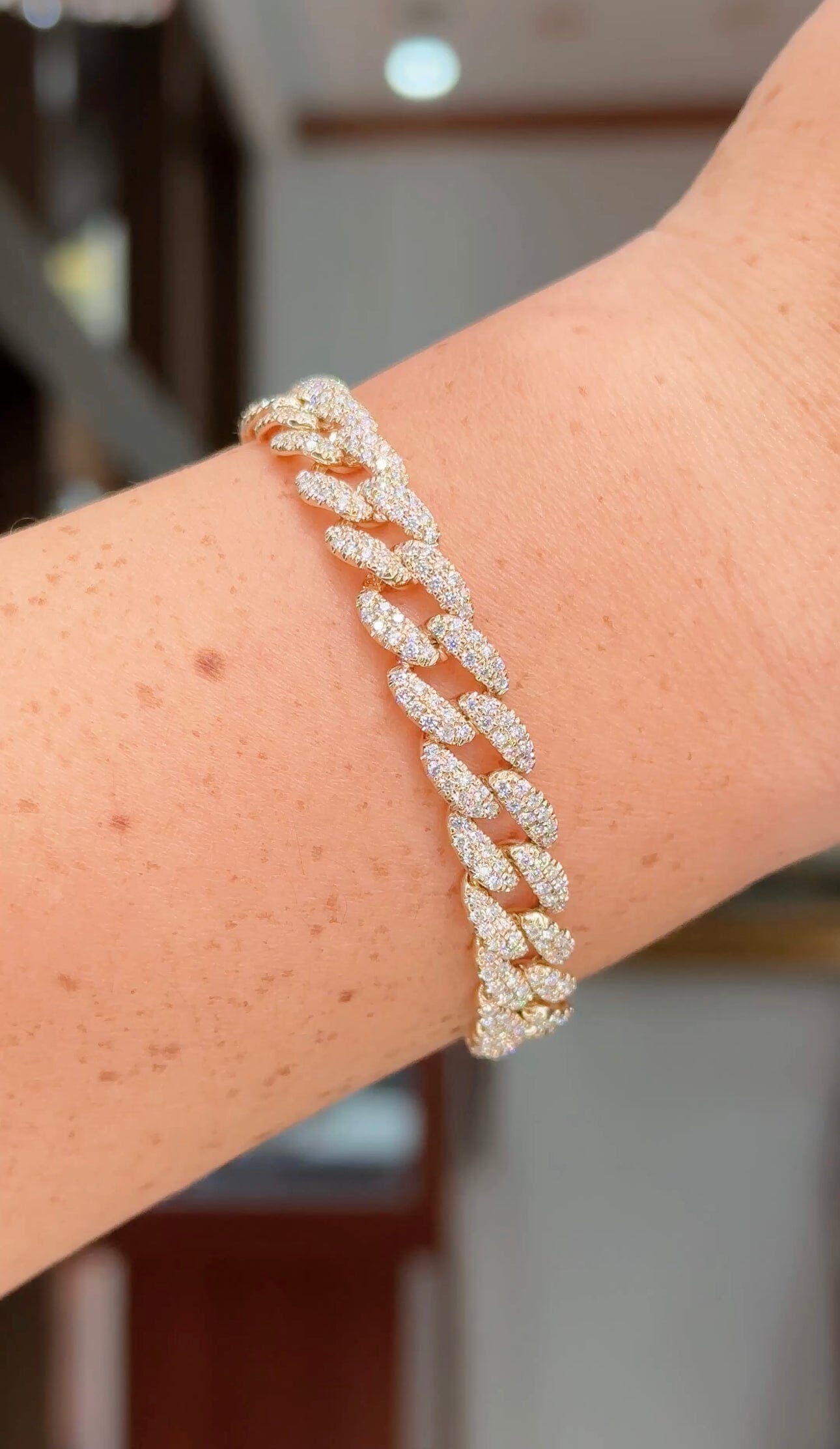 4.36ct 14k Yellow Gold Pavé Cuban Bracelet Bracelets Princess Bride Diamonds