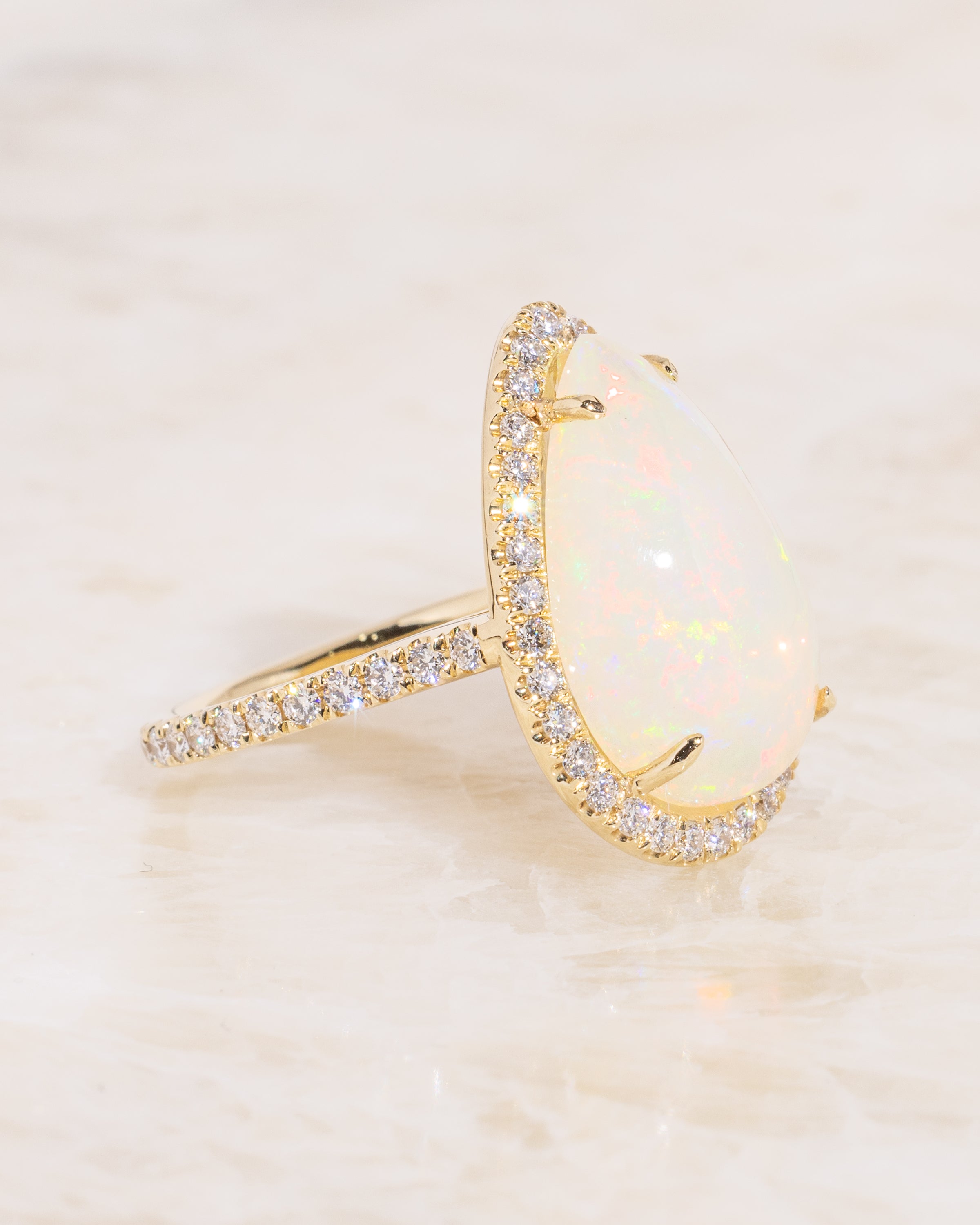 5.16ct Pear White Fire Opal Lynn Engagement Rings Princess Bride Diamonds