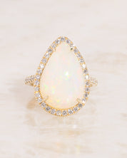5.16ct Pear White Fire Opal Lynn Engagement Rings Princess Bride Diamonds