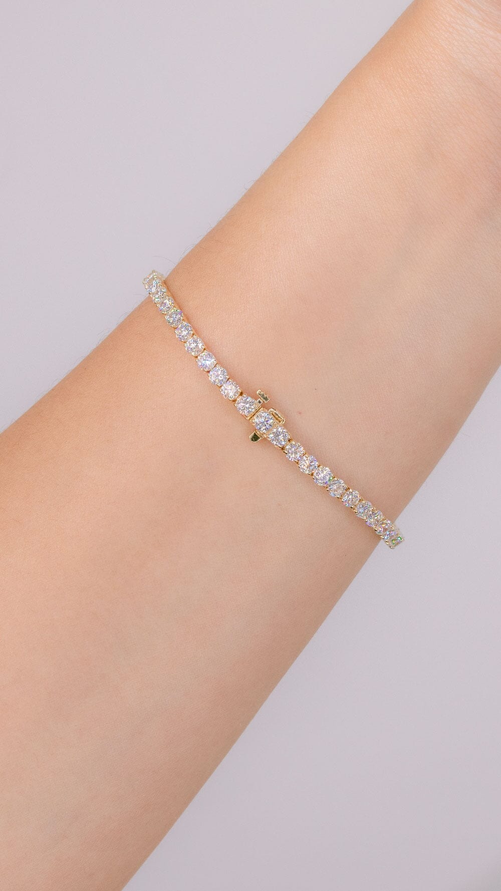 7.00ct F+ VS+ Lab Diamond Tennis Bracelet 14k Yellow Gold Bracelets Princess Bride Diamonds