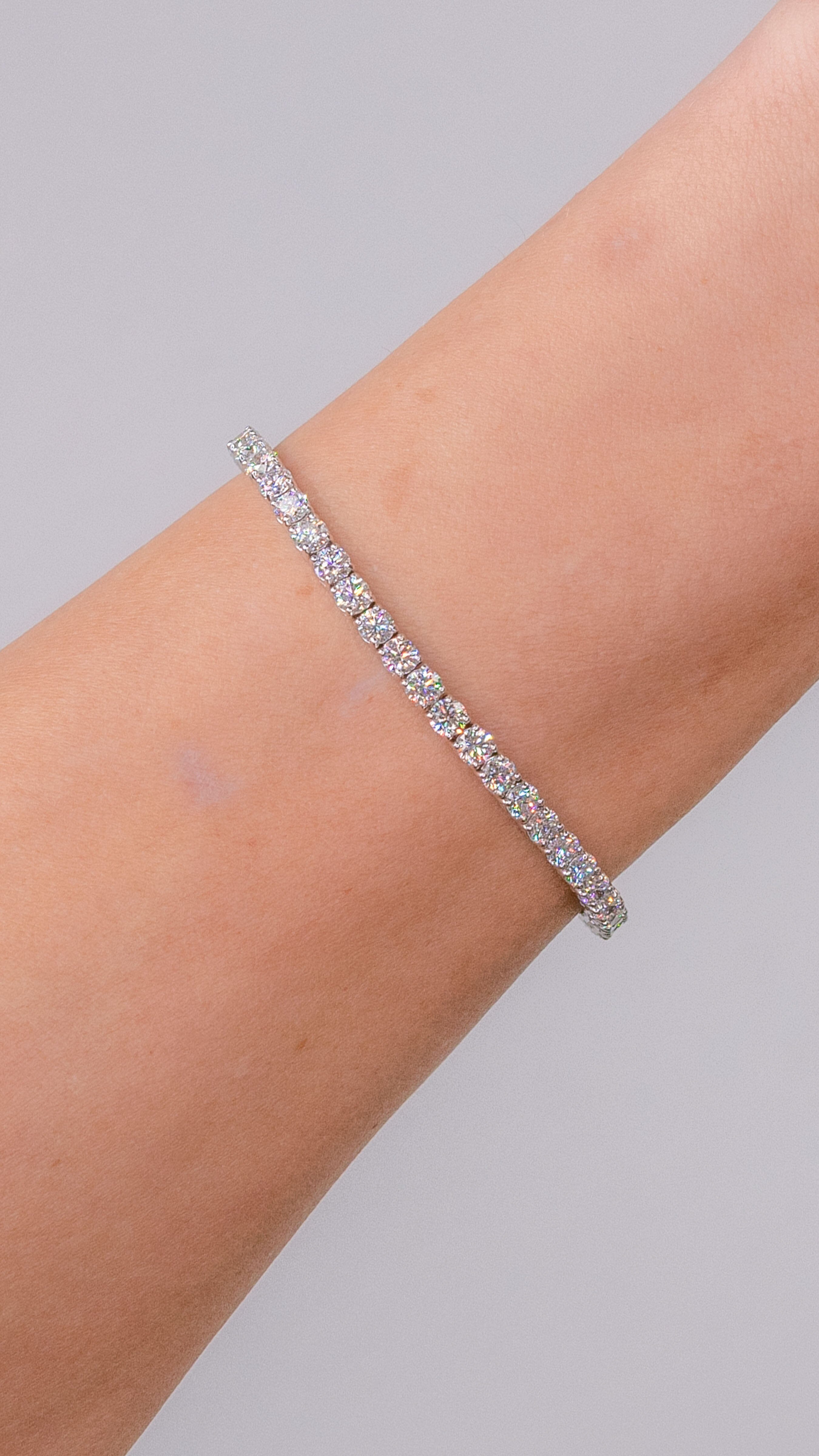 7.08ct F+ VS+ Lab Diamond Tennis Bracelet 14k White Gold Bracelets Princess Bride Diamonds