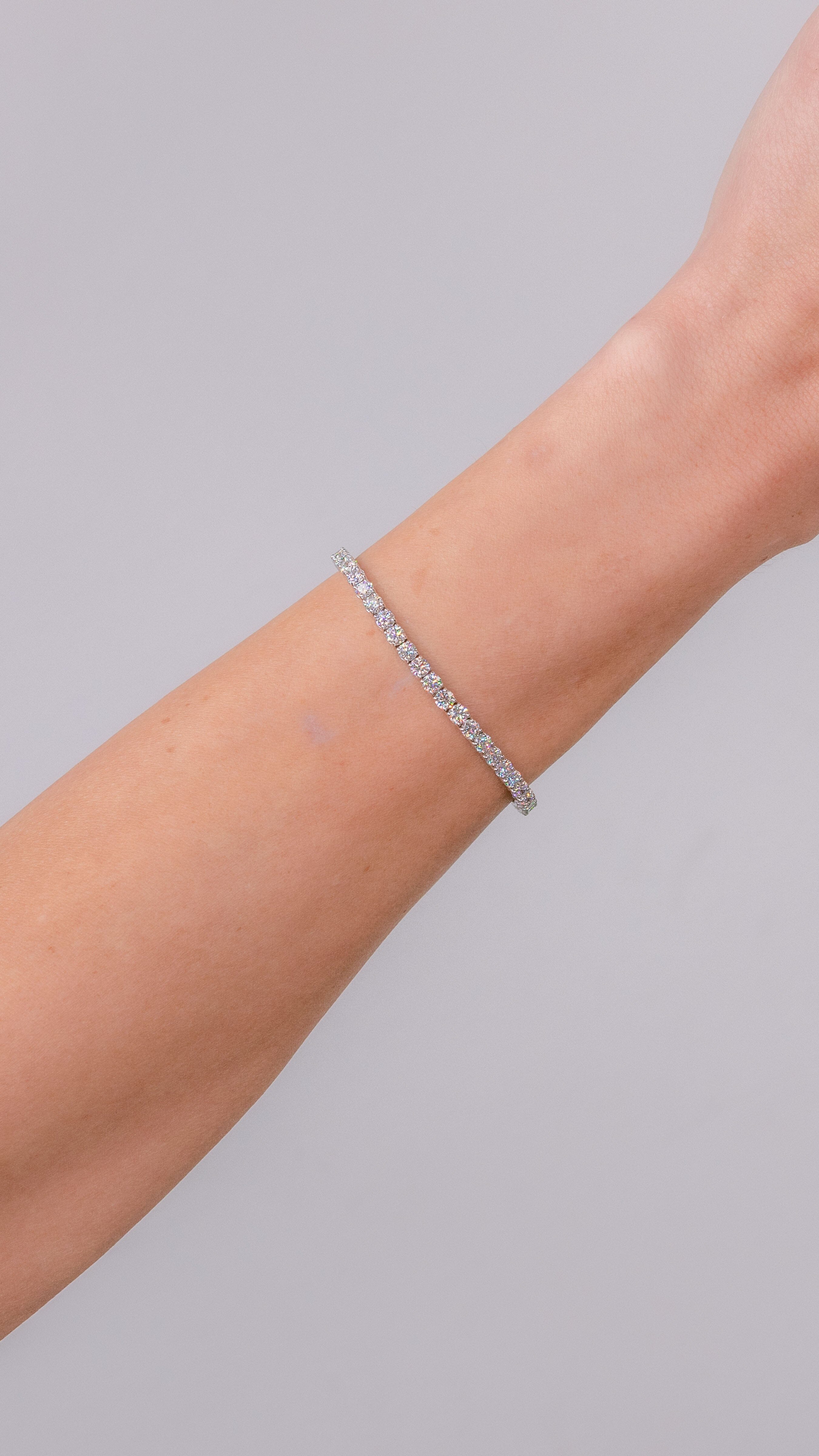 7.08ct F+ VS+ Lab Diamond Tennis Bracelet 14k White Gold Bracelets Princess Bride Diamonds