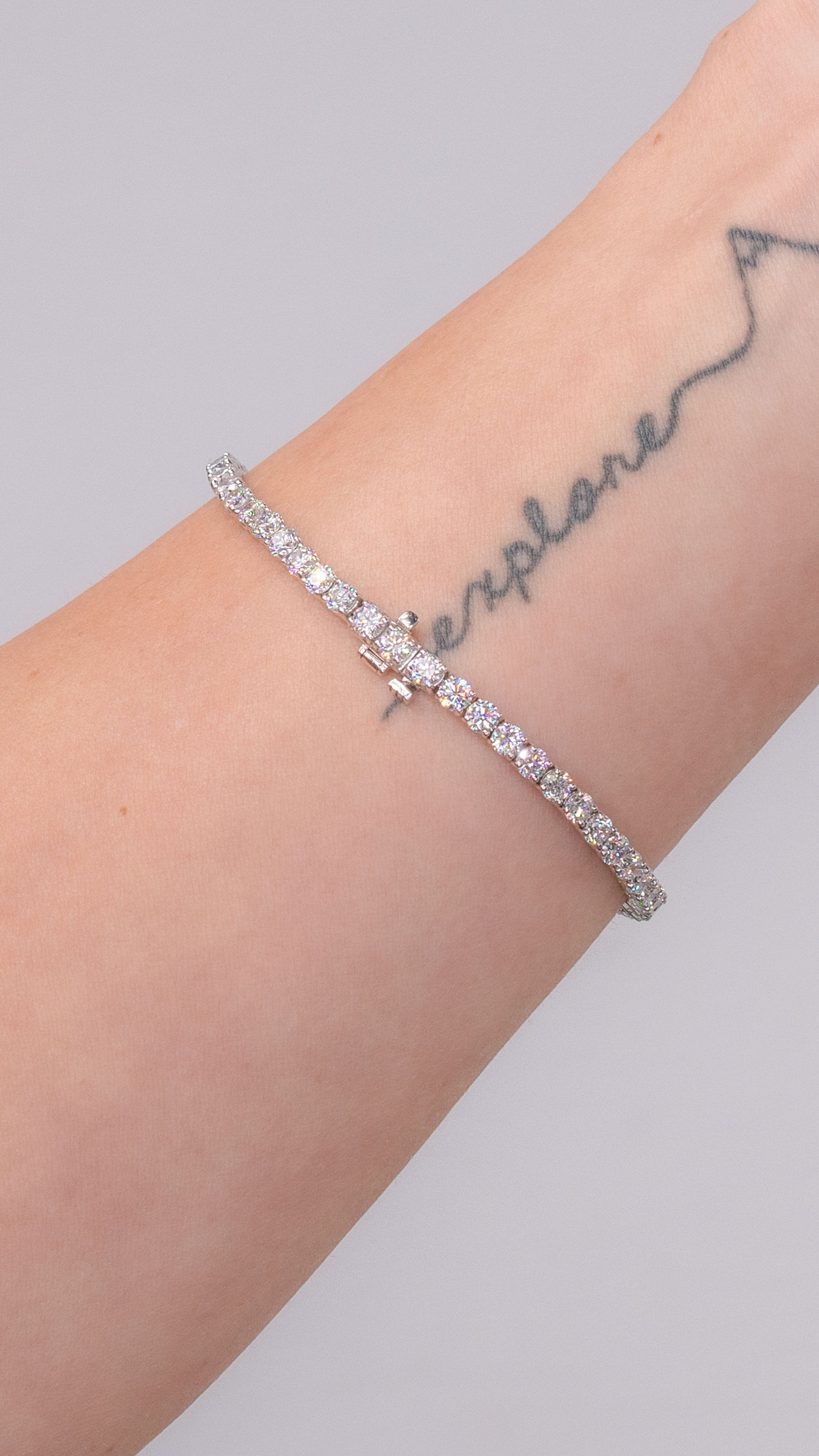7.08ct F+ VS+ Lab Diamond Tennis Bracelet 14k White Gold Bracelets Princess Bride Diamonds