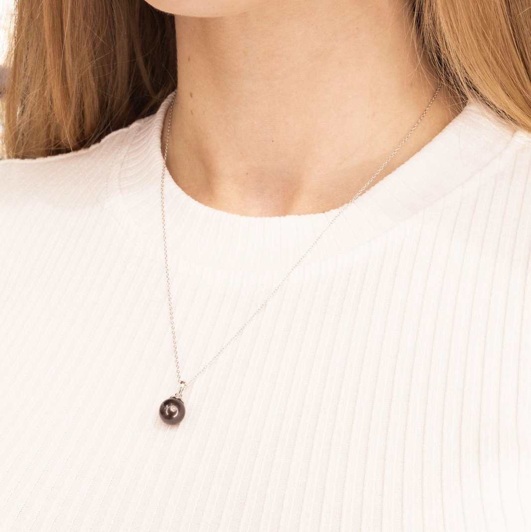 8.5mm Black Pearl Pendant Necklaces Princess Bride Diamonds