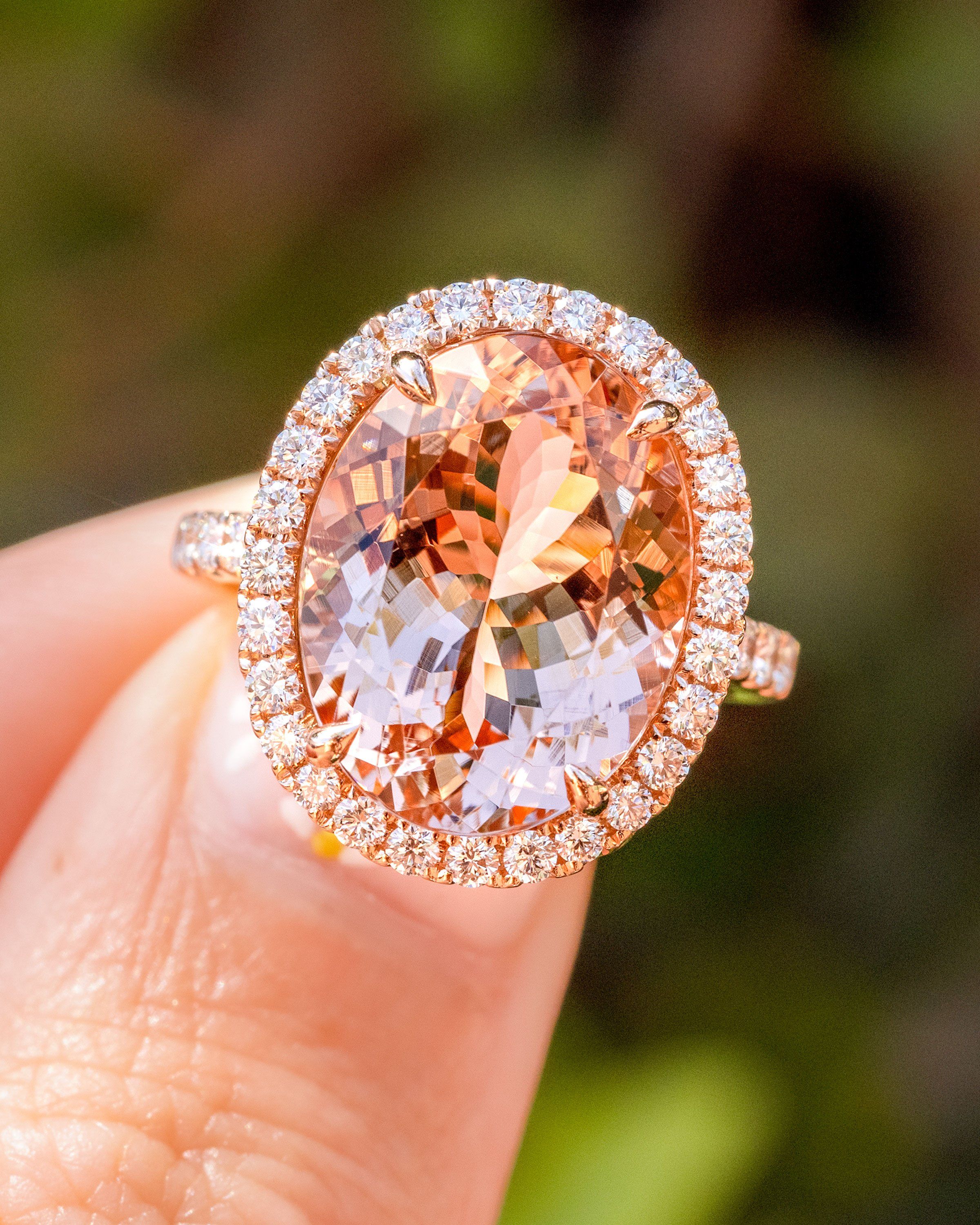 9.43ct Oval Peach Pink Morganite Ring with Filigree Engagement Rings Princess Bride Diamonds