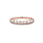 Baguette and Pavé Diamond Ring Ring Princess Bride Diamonds 3 14K Rose Gold