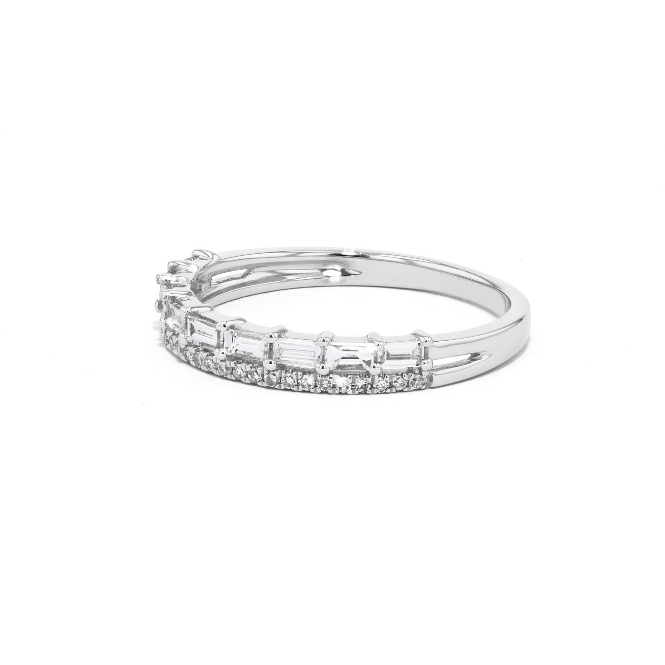Baguette and Pavé Diamond Ring Ring Princess Bride Diamonds