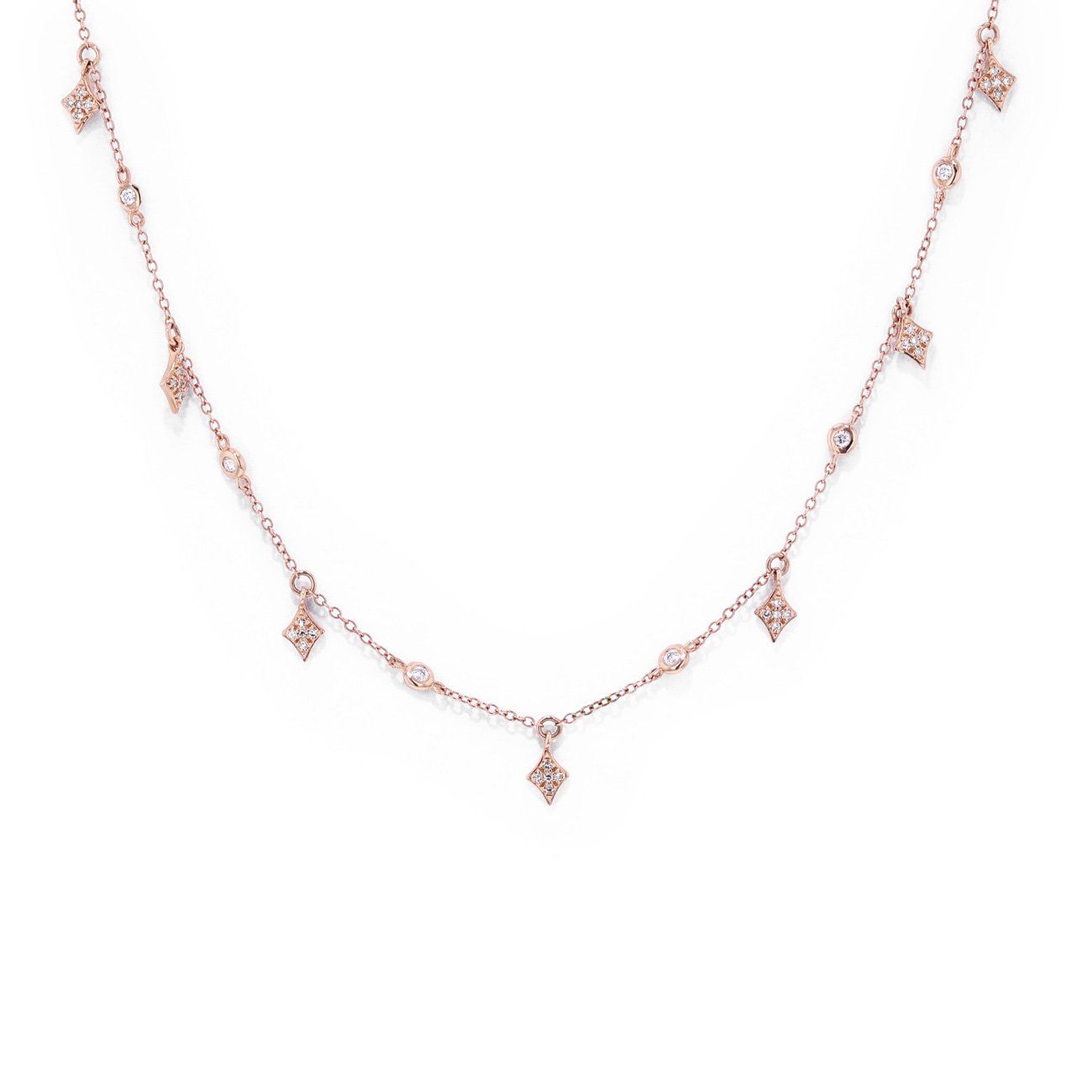 Diamond Star Necklace in 14k Rose Gold