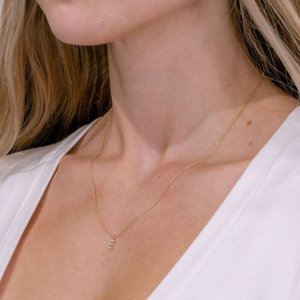 Diamond Initial "E" Necklace 14k Yellow Gold Necklaces Princess Bride Diamonds