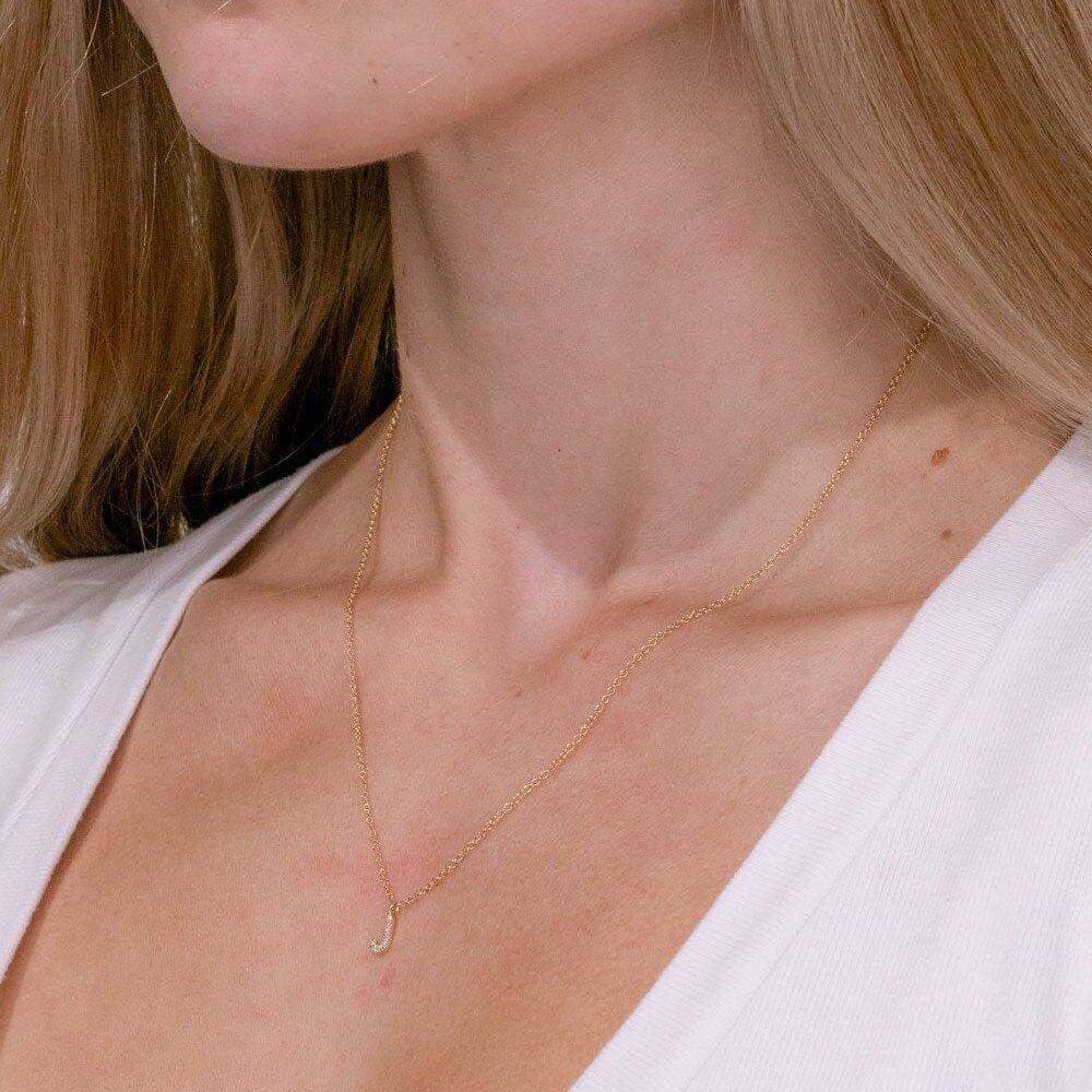 Diamond Initial "J" Necklace 14k Yellow Gold Necklaces Princess Bride Diamonds
