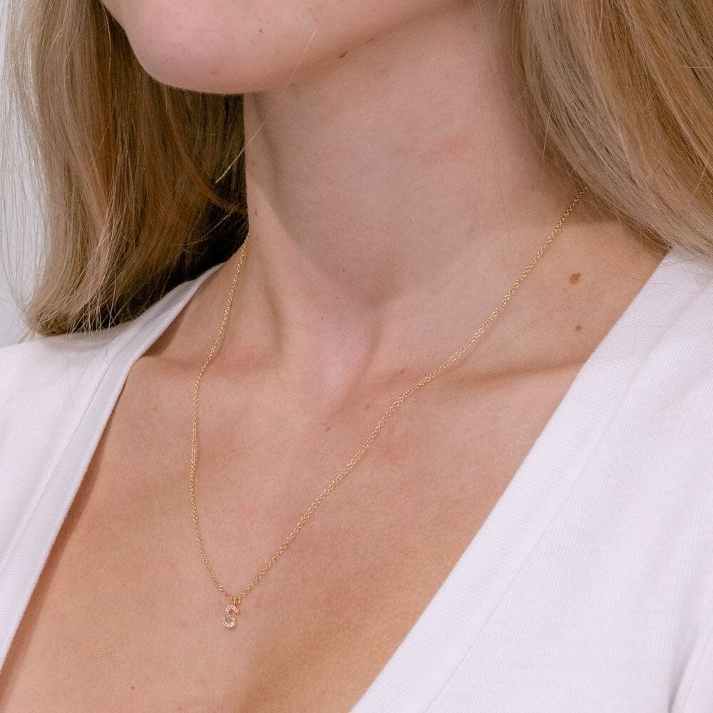 Diamond Initial "S" Necklace 14k Yellow Gold Necklaces Princess Bride Diamonds