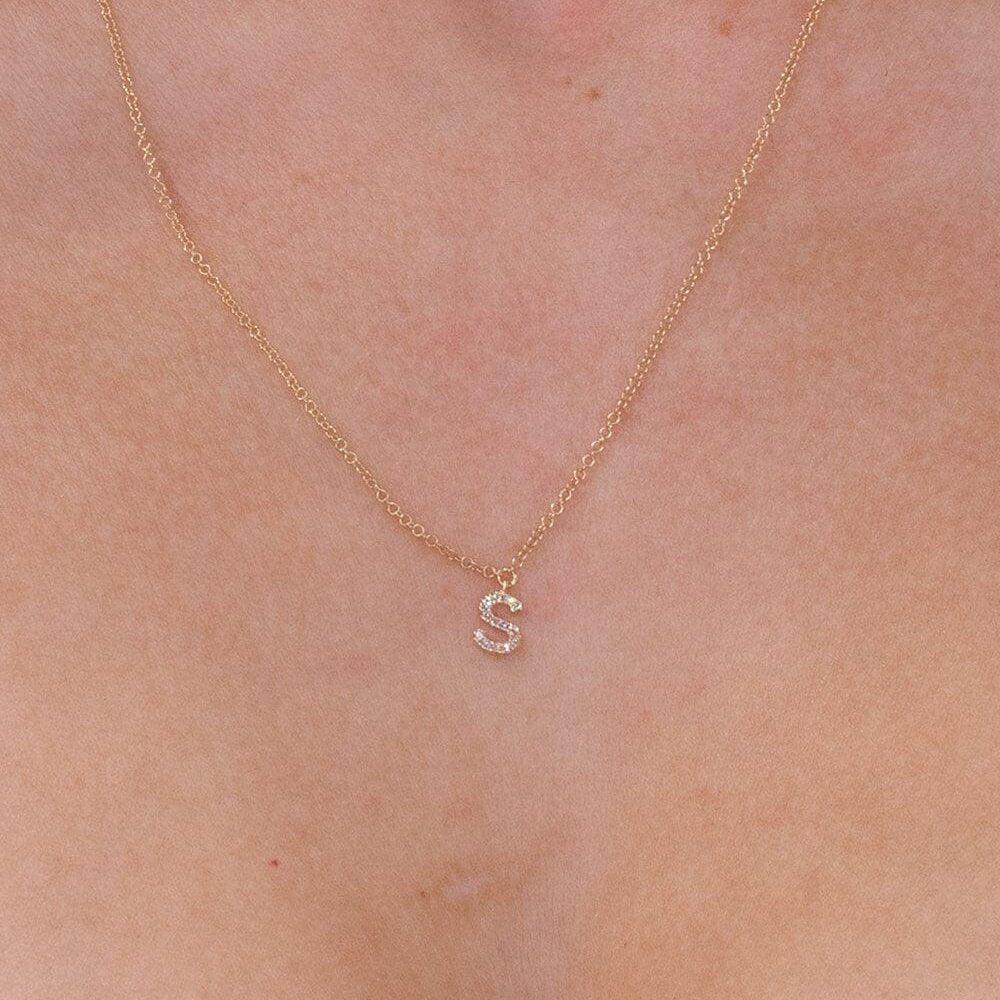 Diamond Initial "S" Necklace 14k Yellow Gold Necklaces Princess Bride Diamonds