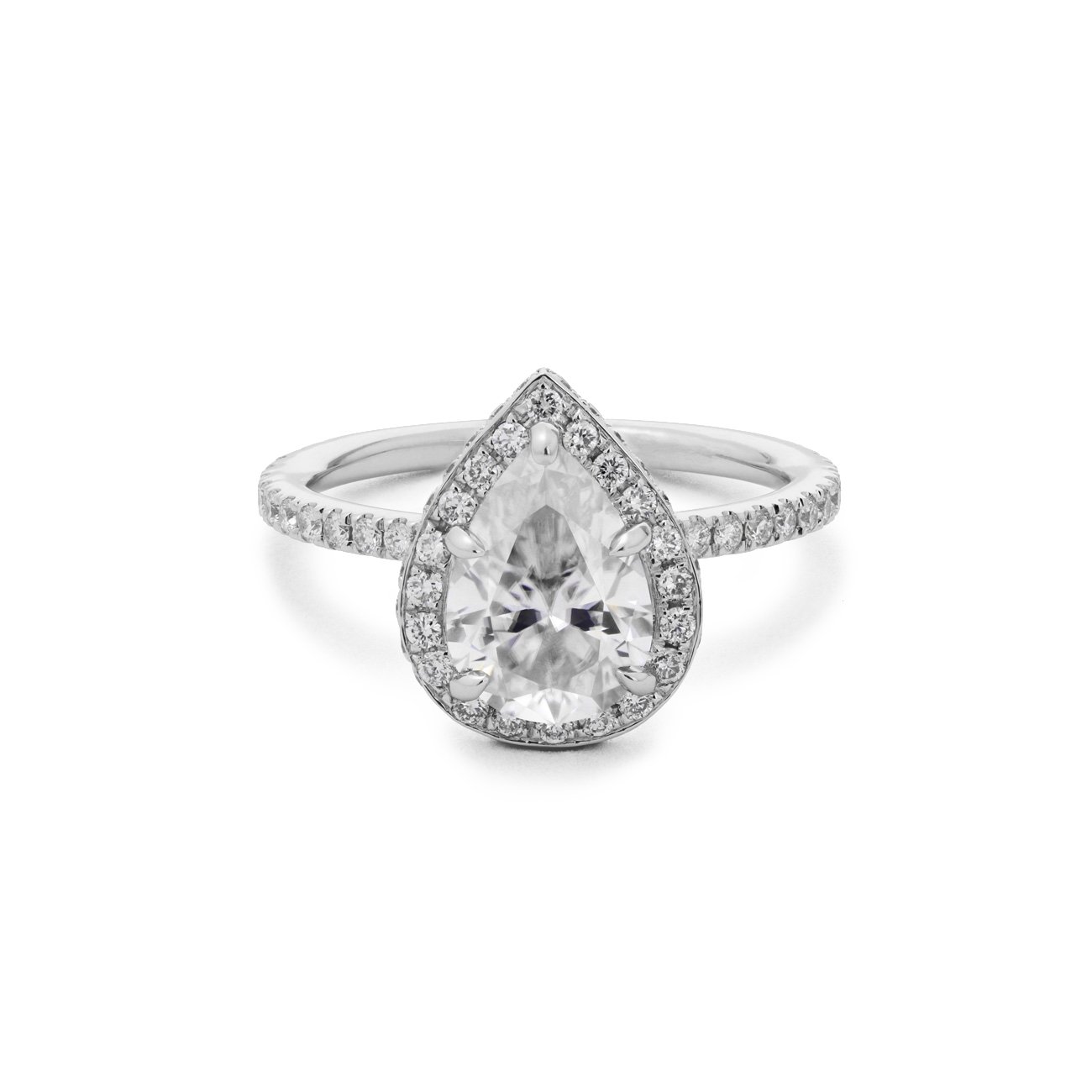 Double-Sided Halo Pear Engagement Rings Sarah Nicole