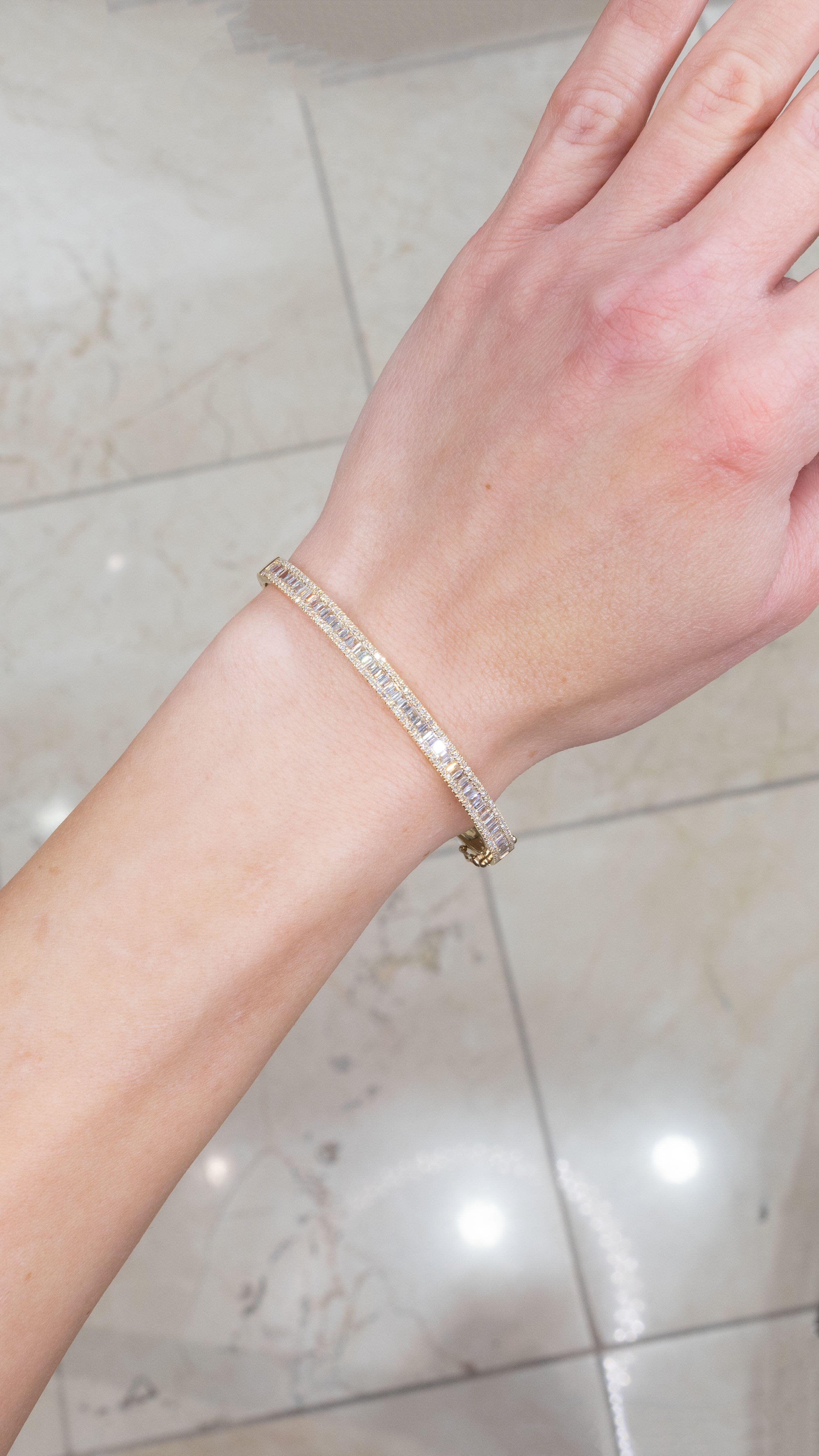 Hollywood Diamond Bangle Yellow Gold Bracelets Princess Bride Diamonds