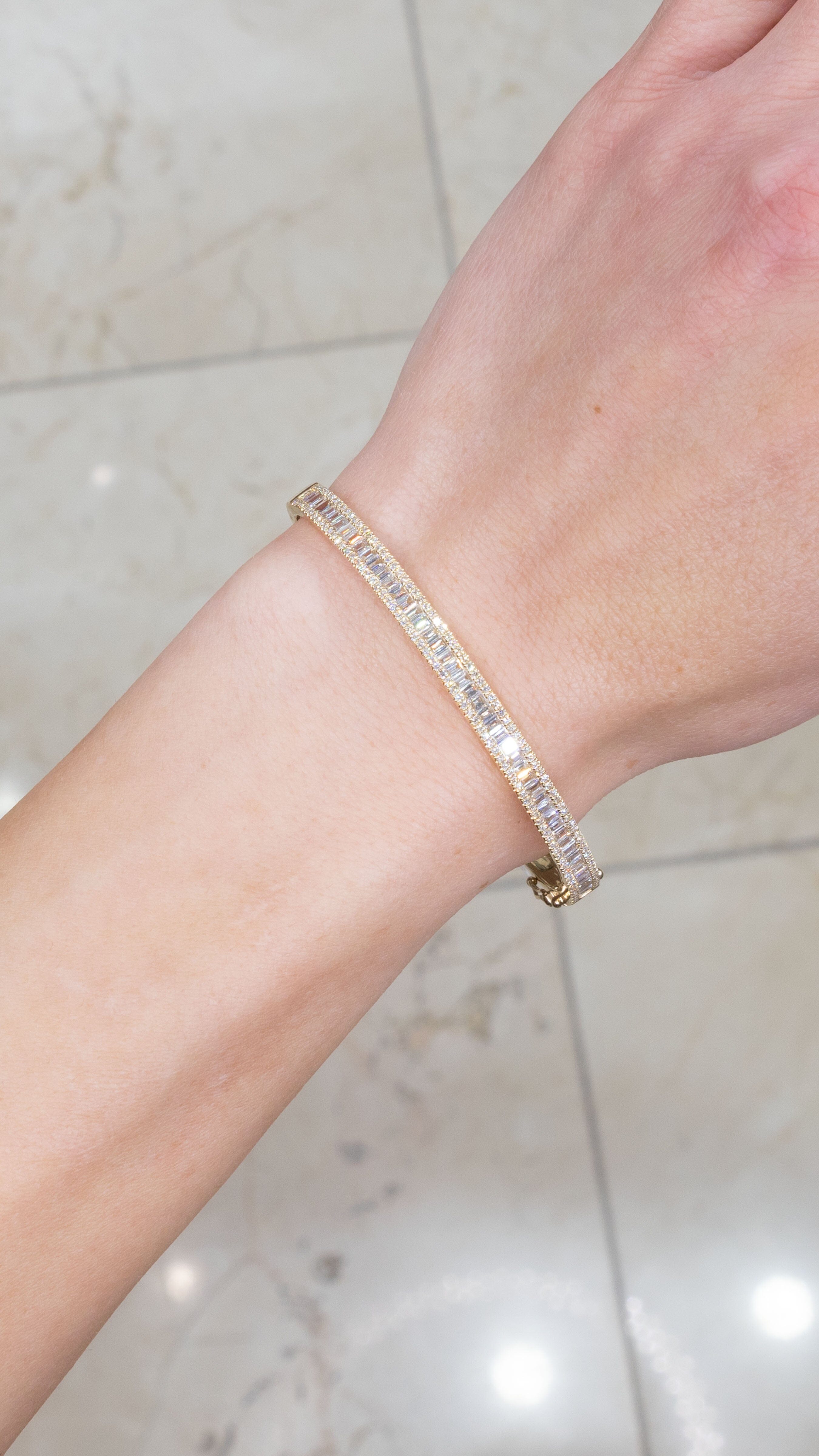 Hollywood Diamond Bangle Yellow Gold Bracelets Princess Bride Diamonds