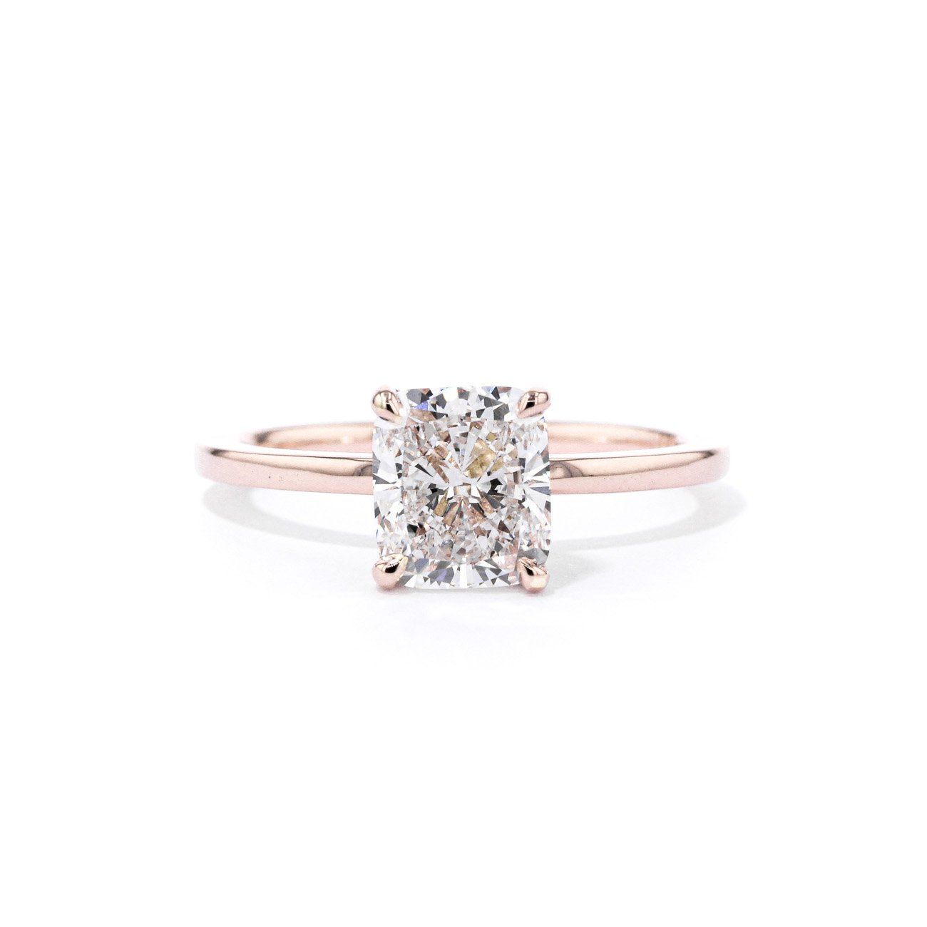 Kayla Cushion High Polish Engagement Rings Princess Bride Diamonds 3 14K Rose Gold