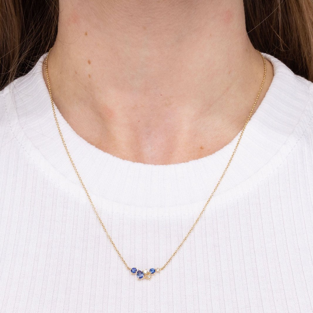 Offset Diamond & Blue Sapphire Necklace Necklaces Princess Bride Diamonds