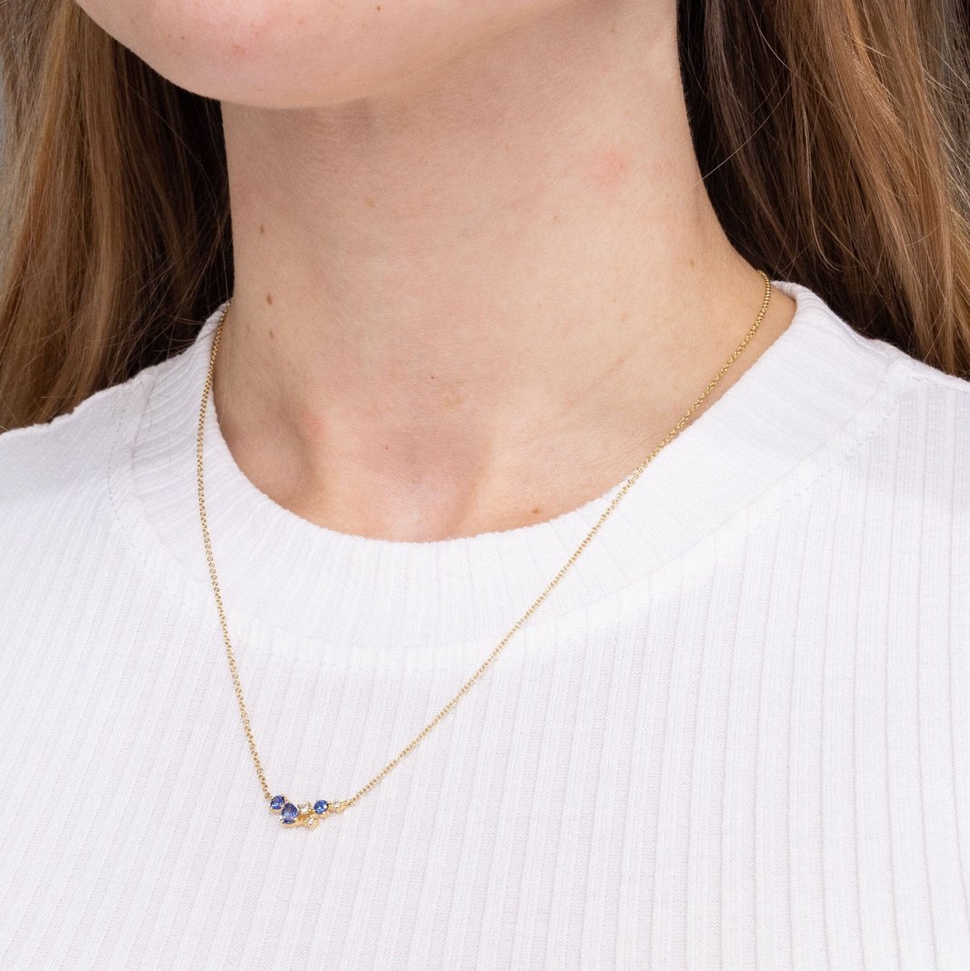 Offset Diamond & Blue Sapphire Necklace Necklaces Princess Bride Diamonds