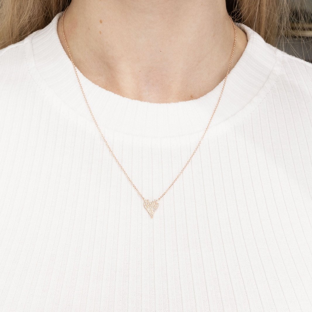 Pavé Heart Necklace Rose Gold Necklaces Princess Bride Diamonds