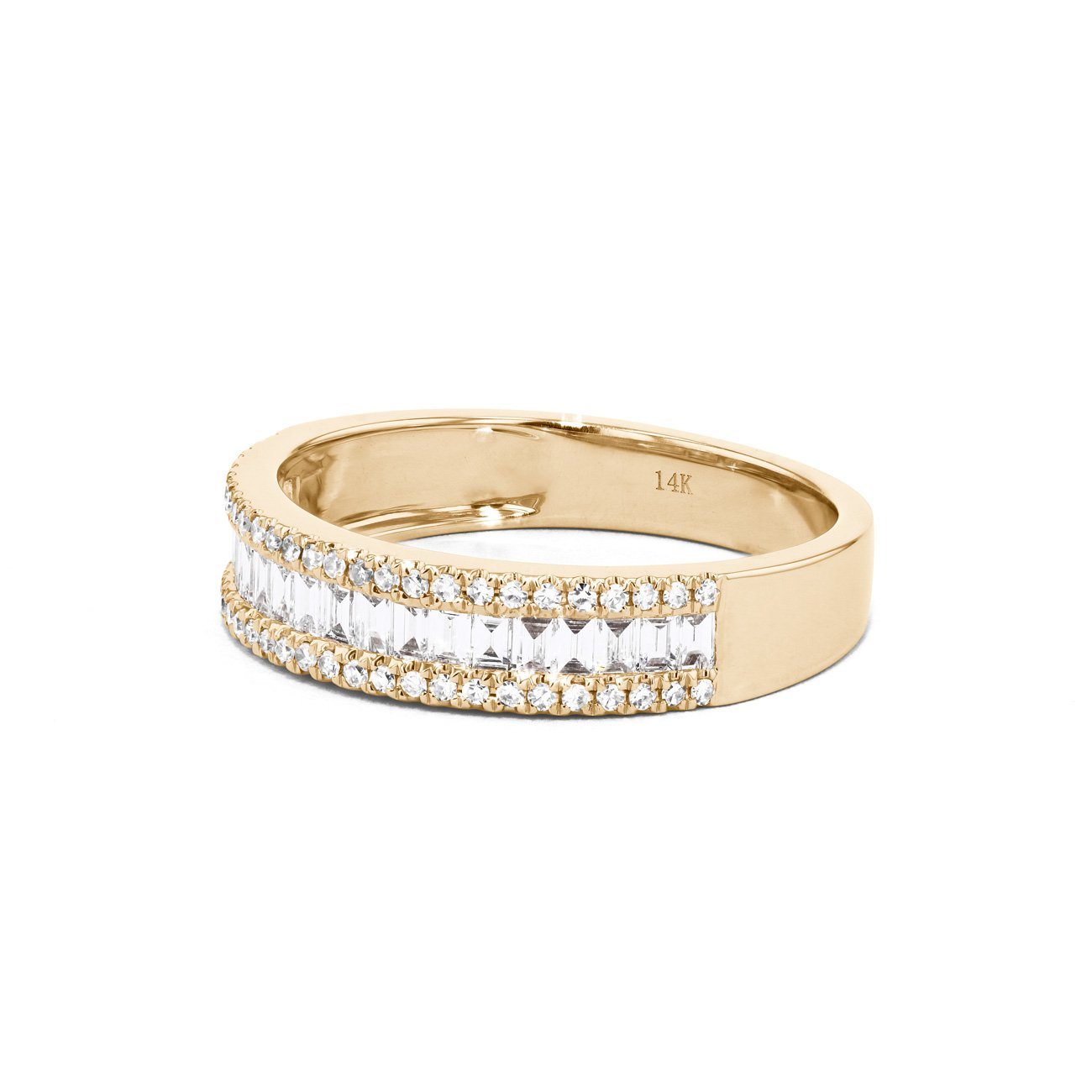 Petite Baguette and Round Diamond Ring Ring Princess Bride Diamonds
