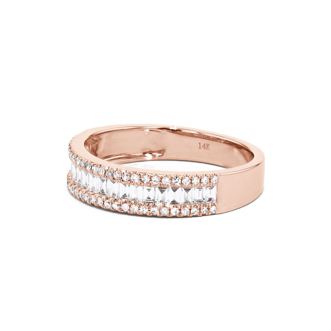 Petite Baguette and Round Diamond Ring Ring Princess Bride Diamonds