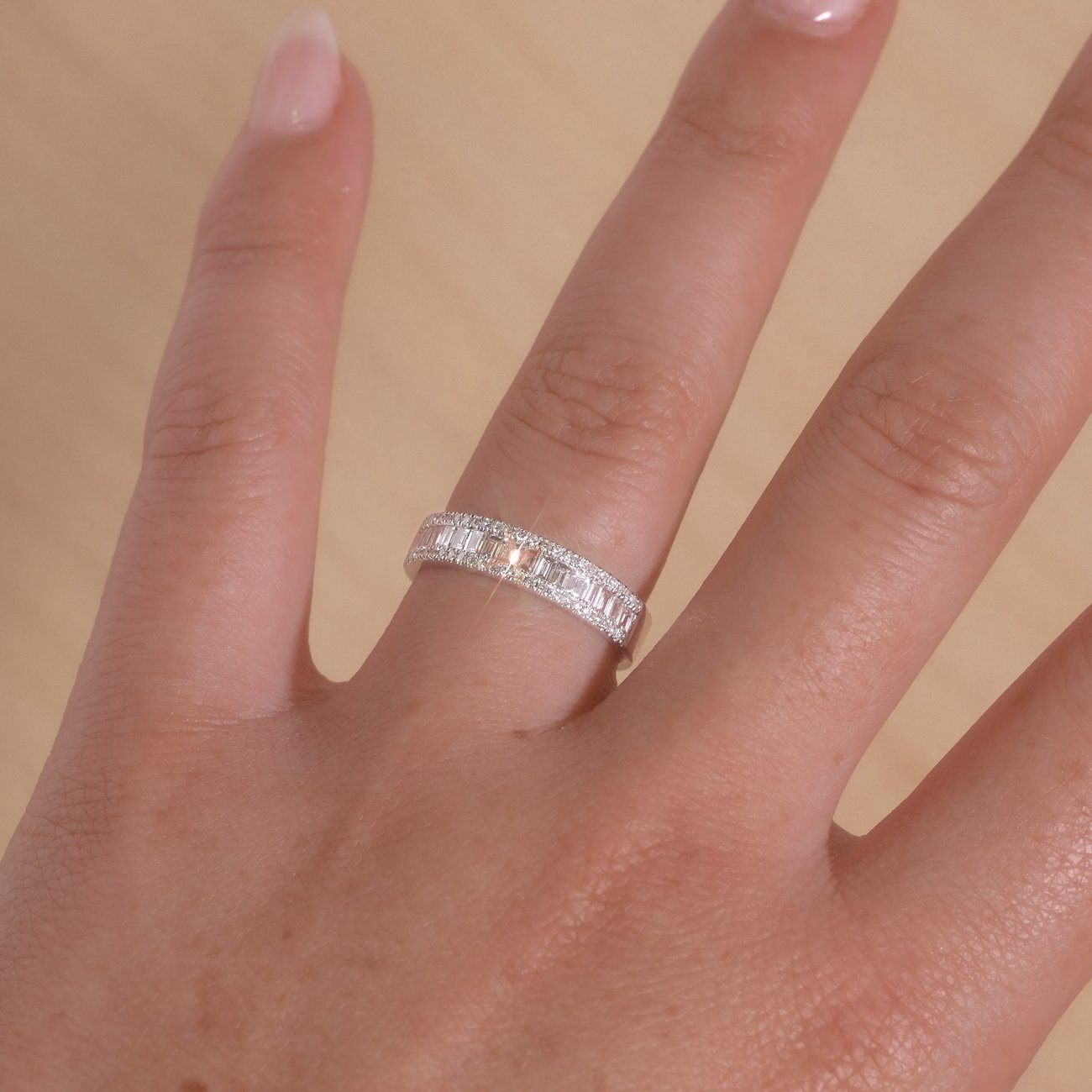 Petite Baguette and Round Diamond Ring Ring Princess Bride Diamonds