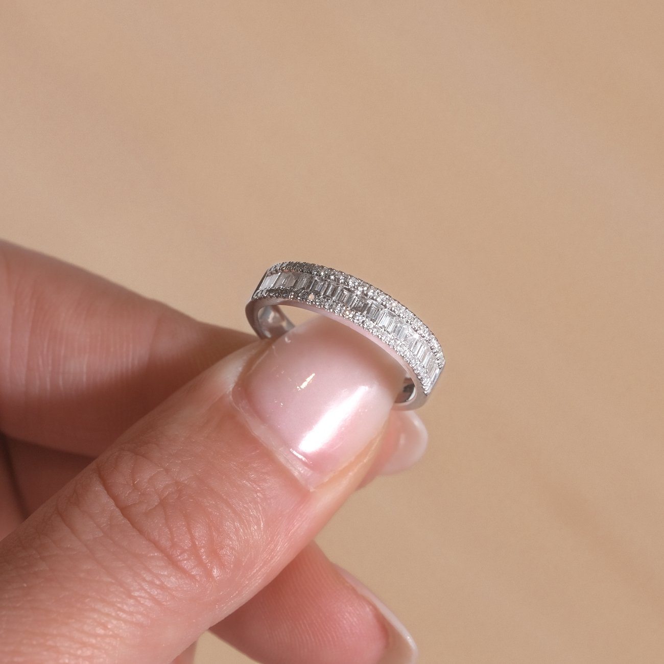 Petite Baguette and Round Diamond Ring Ring Princess Bride Diamonds