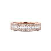 Petite Baguette and Round Diamond Ring Ring Princess Bride Diamonds 5 14K Rose Gold