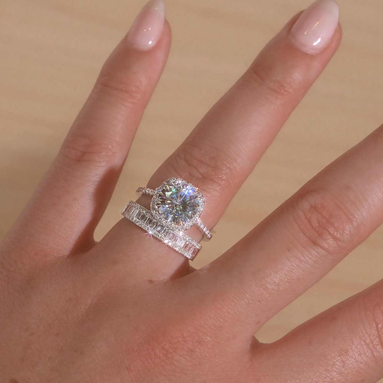 Petite Baguette and Round Diamond Ring Ring Princess Bride Diamonds