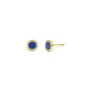 Round Lapis Lazuli & Pavé Diamond Stud Earrings Fine Jewelry Earrings Princess Bride Diamonds