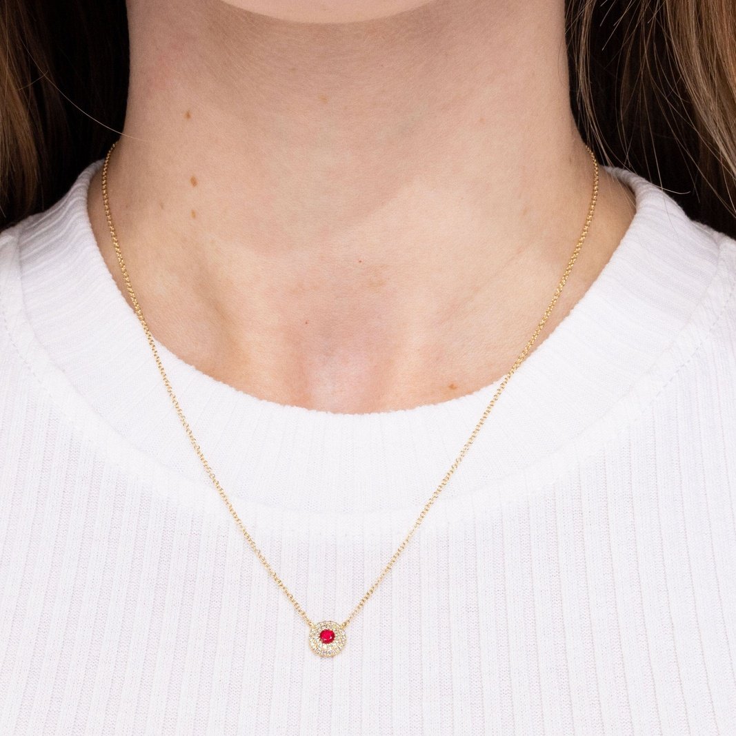 Ruby Double Halo Necklace Necklaces Princess Bride Diamonds