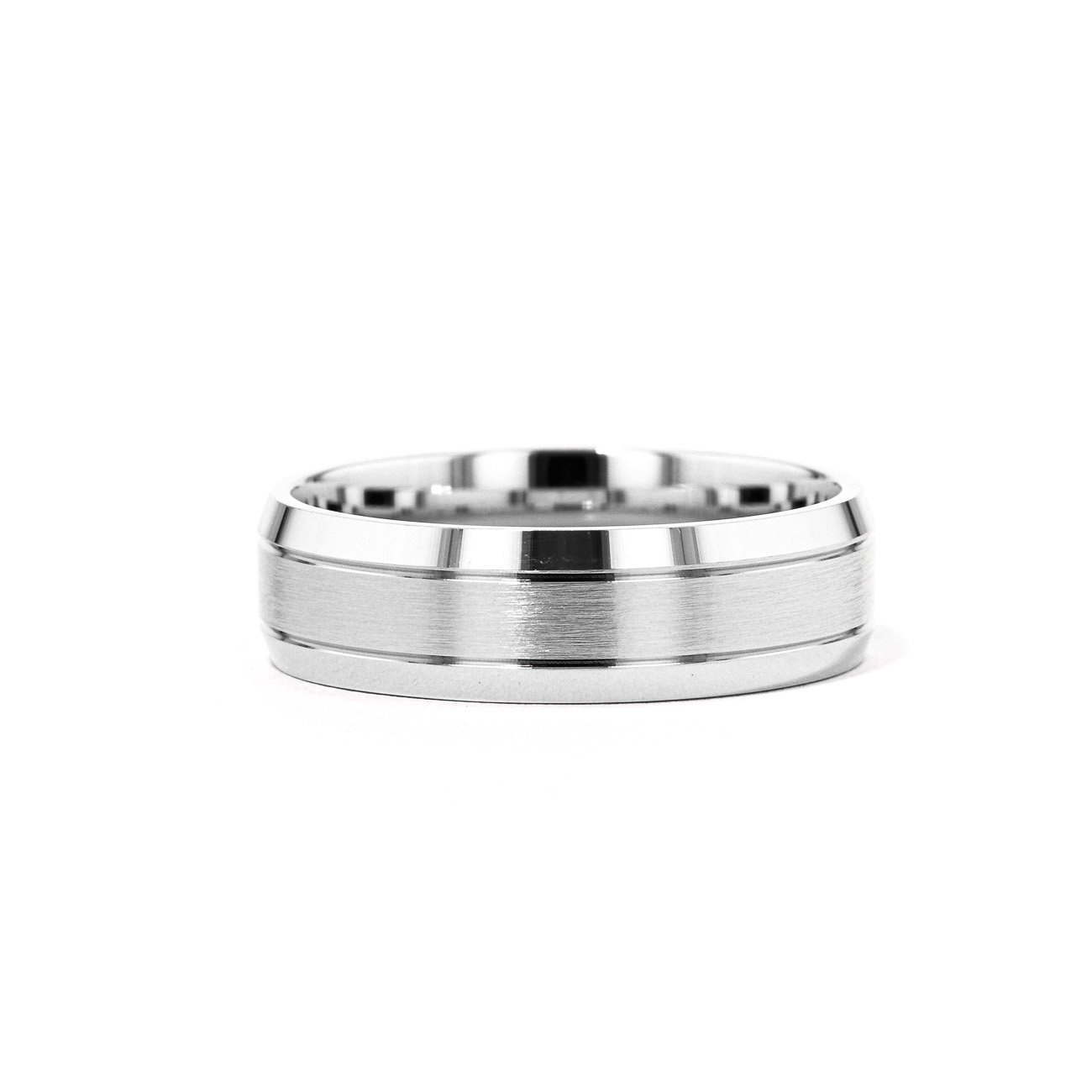 Satin Finish Bevel Edge 6.5mm Gold Ring Ring Princess Bride Diamonds 6 14K White Gold
