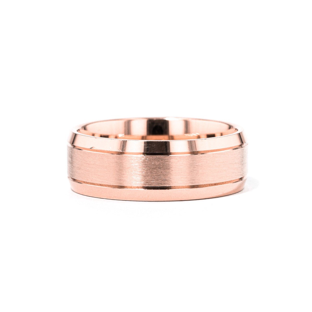 Satin Finish Bevel Edge 8mm Gold Ring Ring Princess Bride Diamonds 6 14K Rose Gold