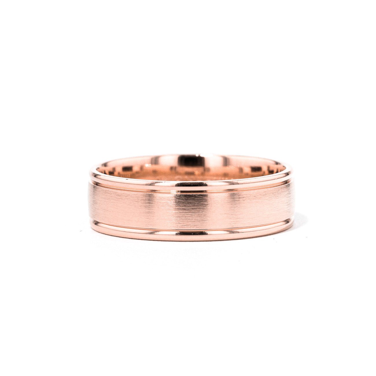 Satin Finish Polish Edge 6.5mm Gold Ring Ring Princess Bride Diamonds 6 14K Rose Gold 