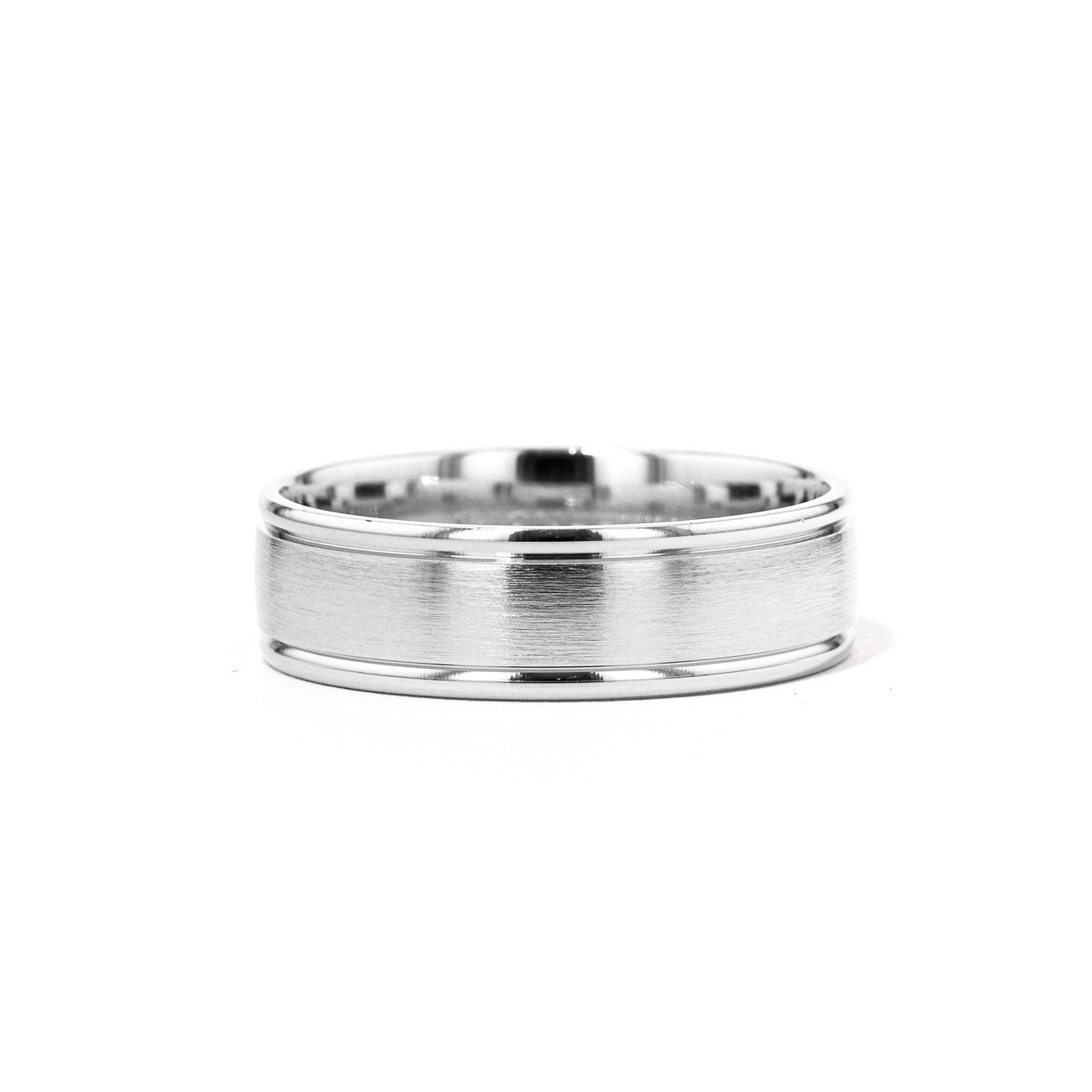 Satin Finish Polish Edge 6.5mm Gold Ring Ring Princess Bride Diamonds 6 14K White Gold