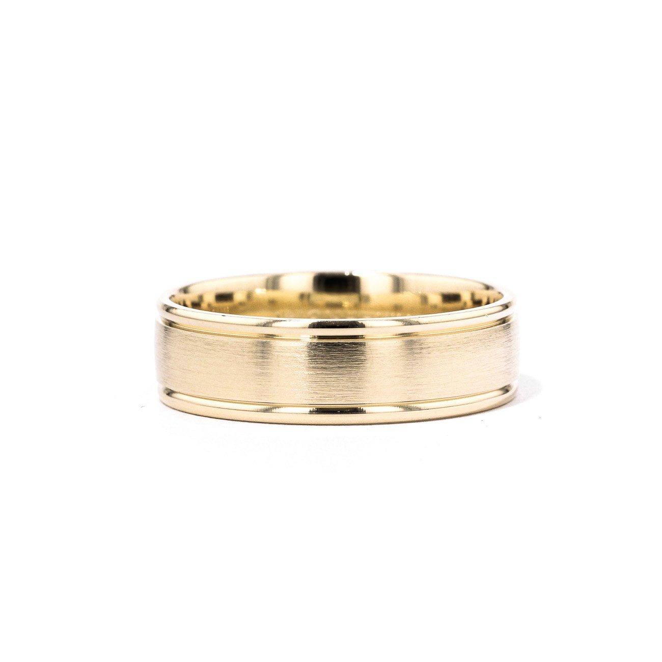 Satin Finish Polish Edge 6.5mm Gold Ring Ring Princess Bride Diamonds 6 14K Yellow Gold