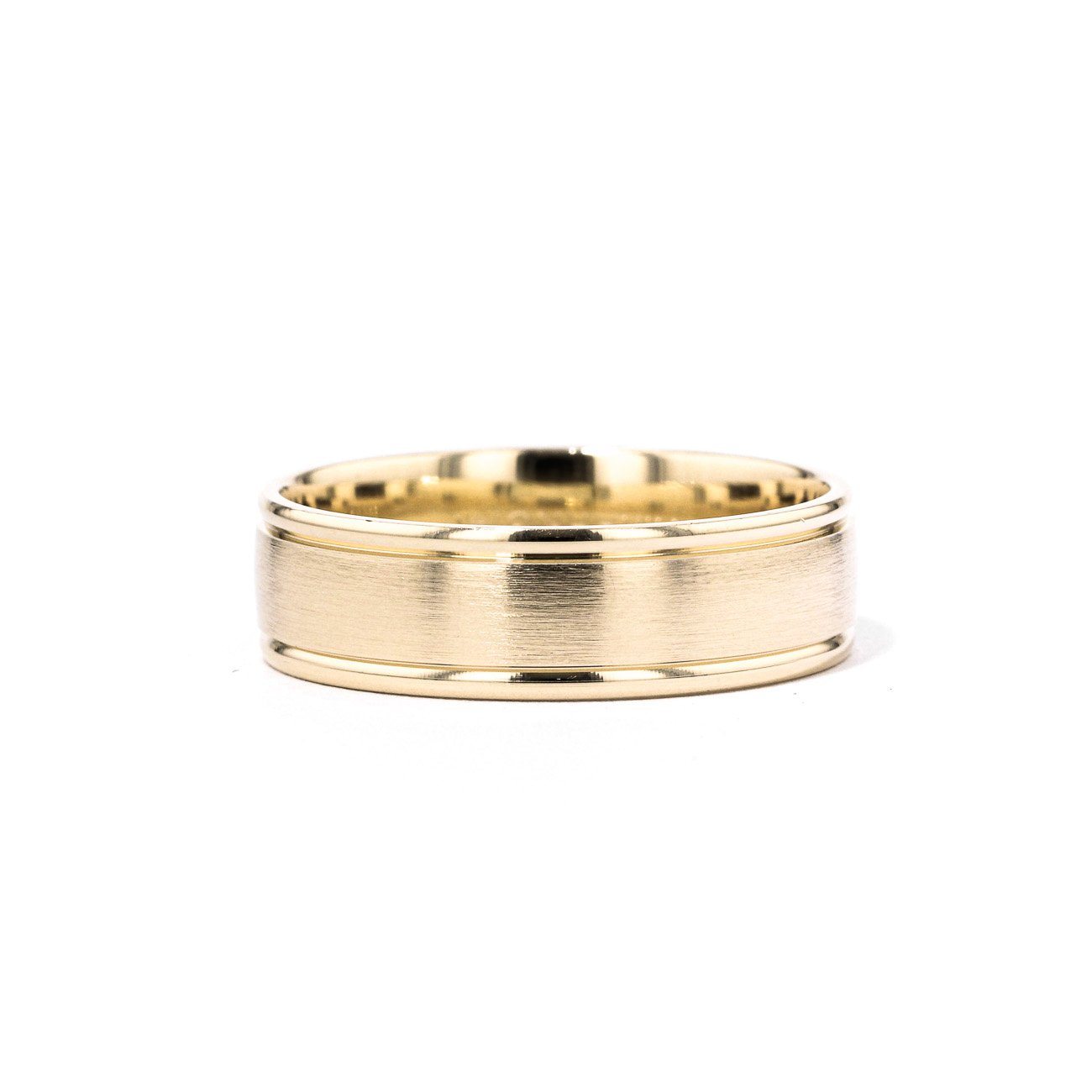 Satin Finish Polish Edge 6.5mm Gold Ring Ring Princess Bride Diamonds 6 14K Yellow Gold 