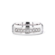 Satin Finish With Diamonds Bevel Edge 7mm Gold Ring Ring Princess Bride Diamonds 6 14K White Gold