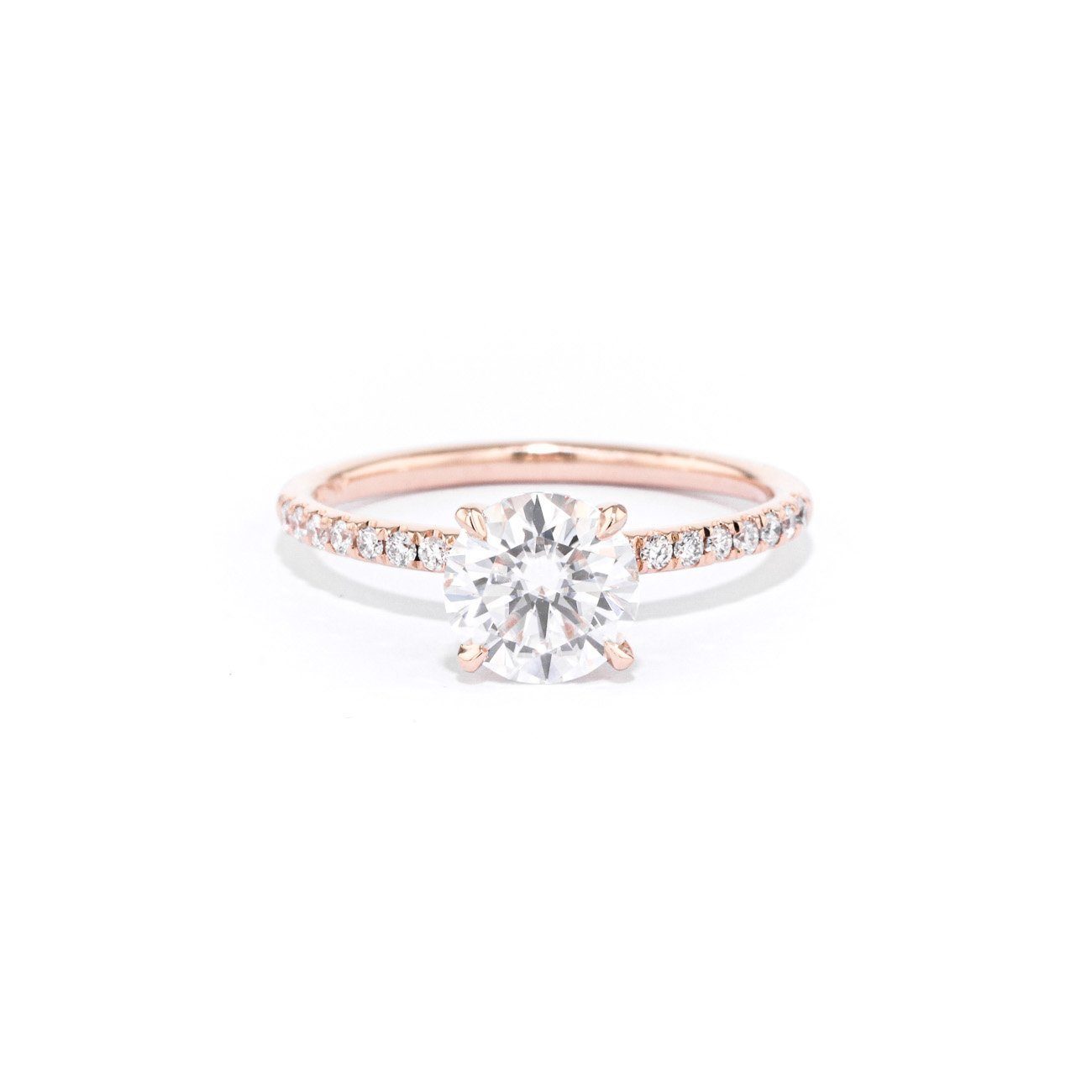 Stephanie Round Engagement Rings Princess Bride Diamonds 3 14K Rose Gold