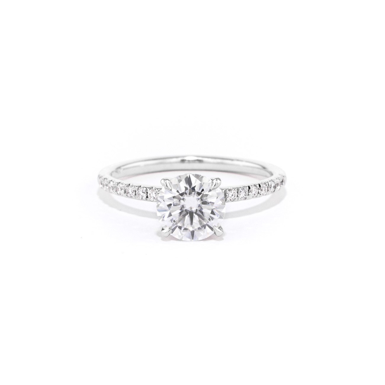 Stephanie Round Engagement Rings Princess Bride Diamonds 3 14K White Gold